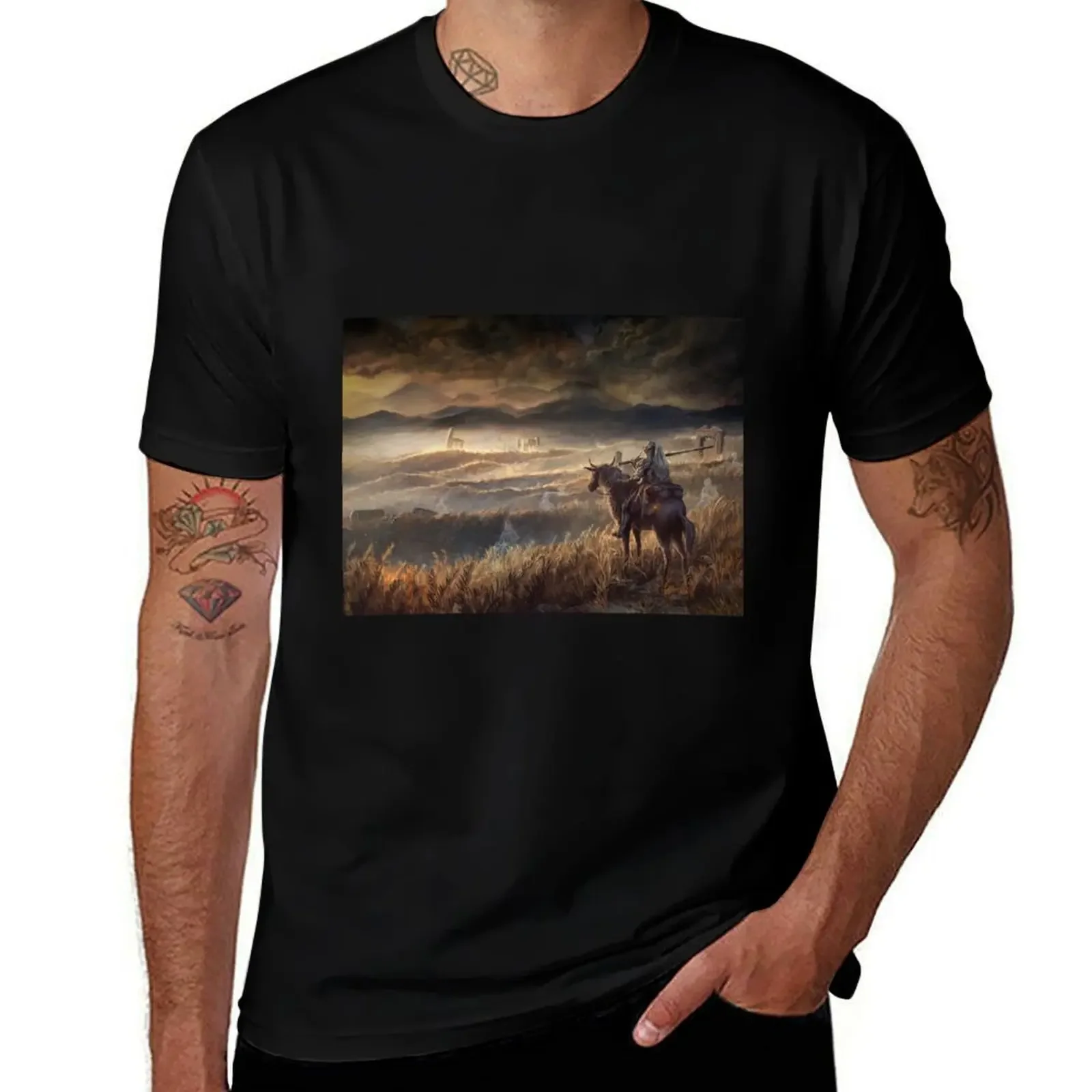 Knight riding through the wheat field T-Shirt Funny t-shirts T-shirts man anime t shirts cotton t shirt men