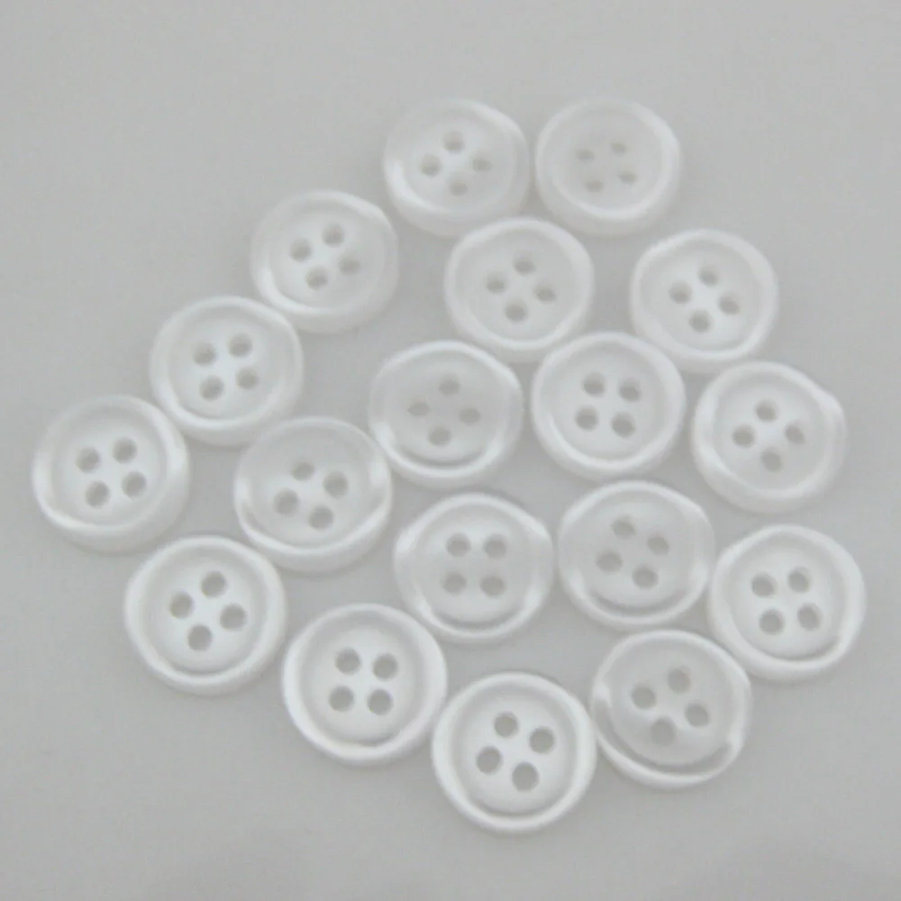 NBNKLA 50Pcs Clear Color 10MM Round Shirt Buttons 4 Holes DIY Sewing Clothes Accessory