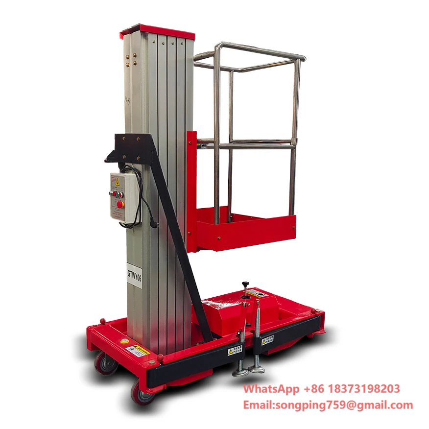 

370kg Small Electric Lift Table Aluminum Alloy Single Mast Aerial Work Electric Lifting Platform With CE Certificate
