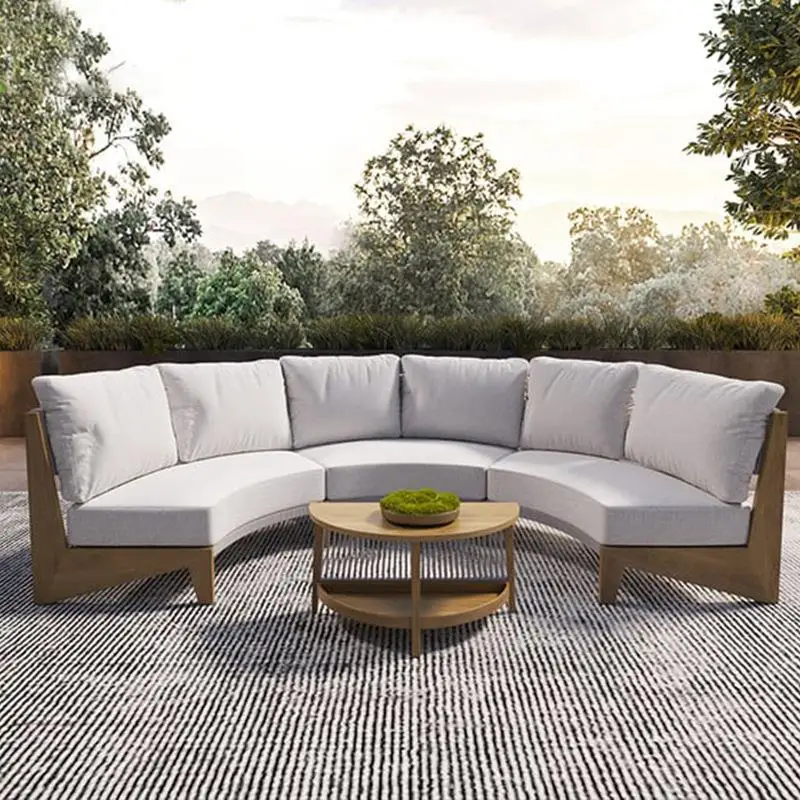 

High Quality Customized Modern Aluminum Frame Teak Wood Outdoor Table Furniture Courtyard Durable Garden Sofa Teak