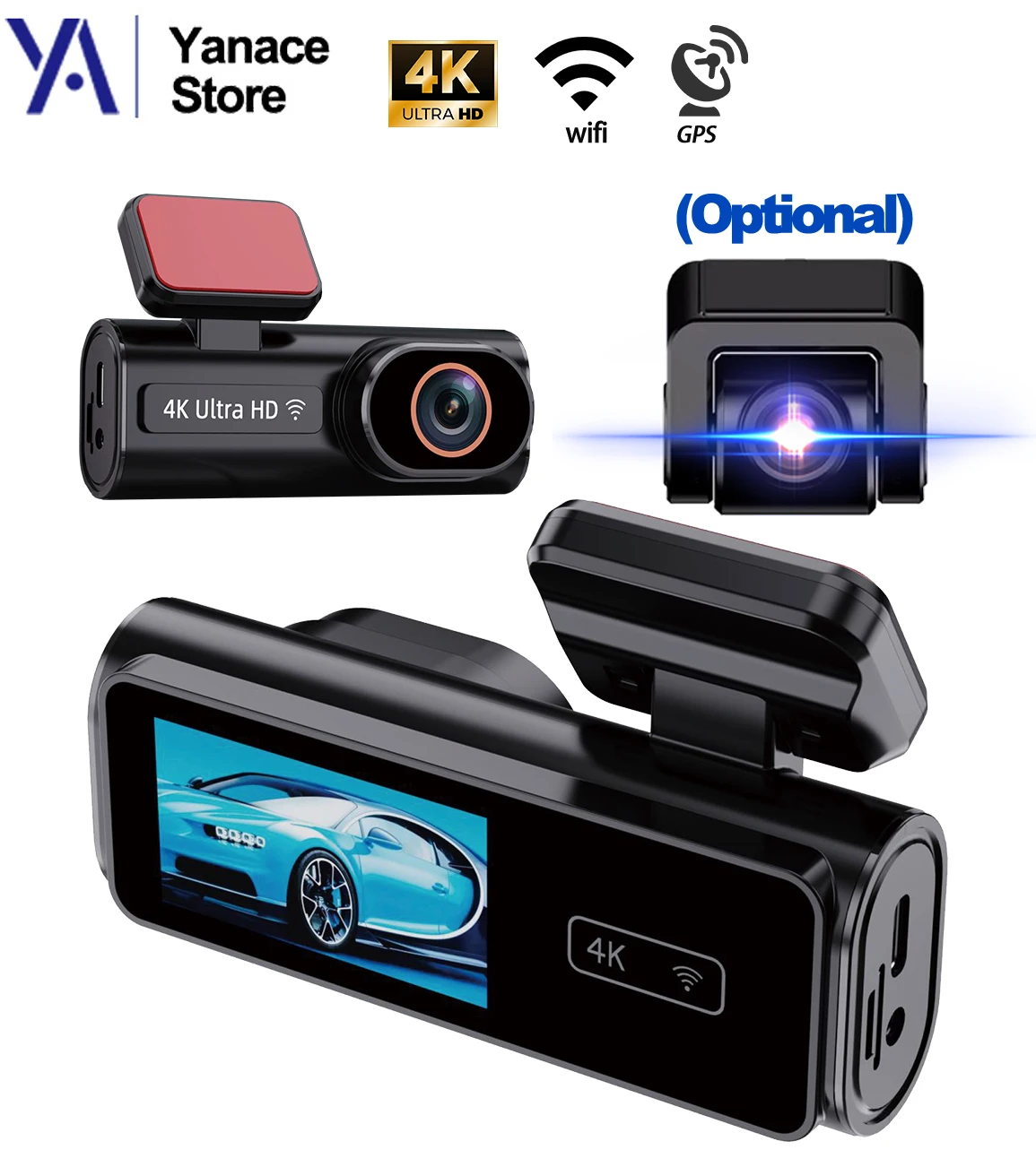 Dash Cam 4K  GPS WIFI APP Control 24H Parking Monitoring With Available 1080P Rear Camera B27P Easy To Install Practical Gifts