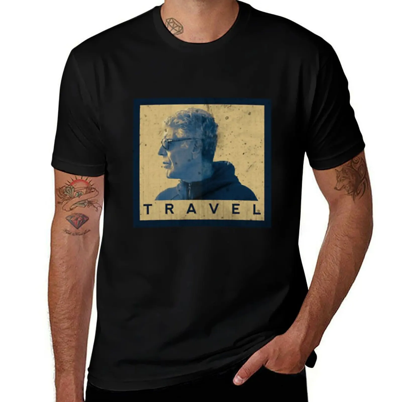 

Anthony Bourdain Travel The World Sticker T-Shirt anime tshirt man t shirt heavy cotton t shirt man plain T-Shirt