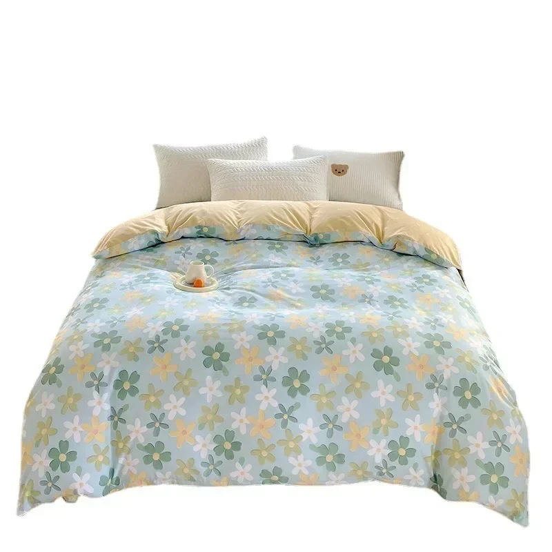 Pure Cotton Jet Printing Duvet Cover 200x230, Floral Plaid Quilt Cover is Comfortable and Breathable, and the Size of Double Bed