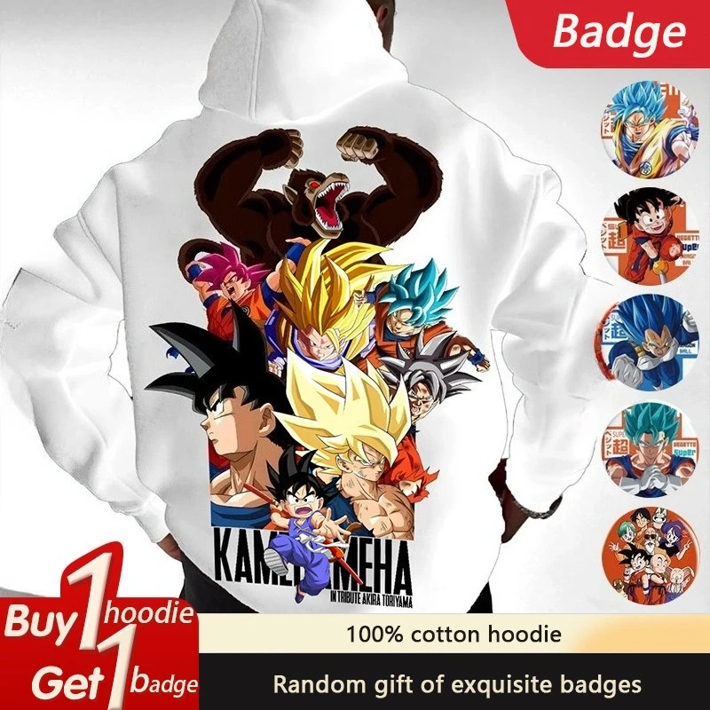 

Dragon Ball GOKU Vegeta Loose Hoodie Anime Peripheral 2025 Autumn Men's and Women's Cotton Sports American Sweater Top