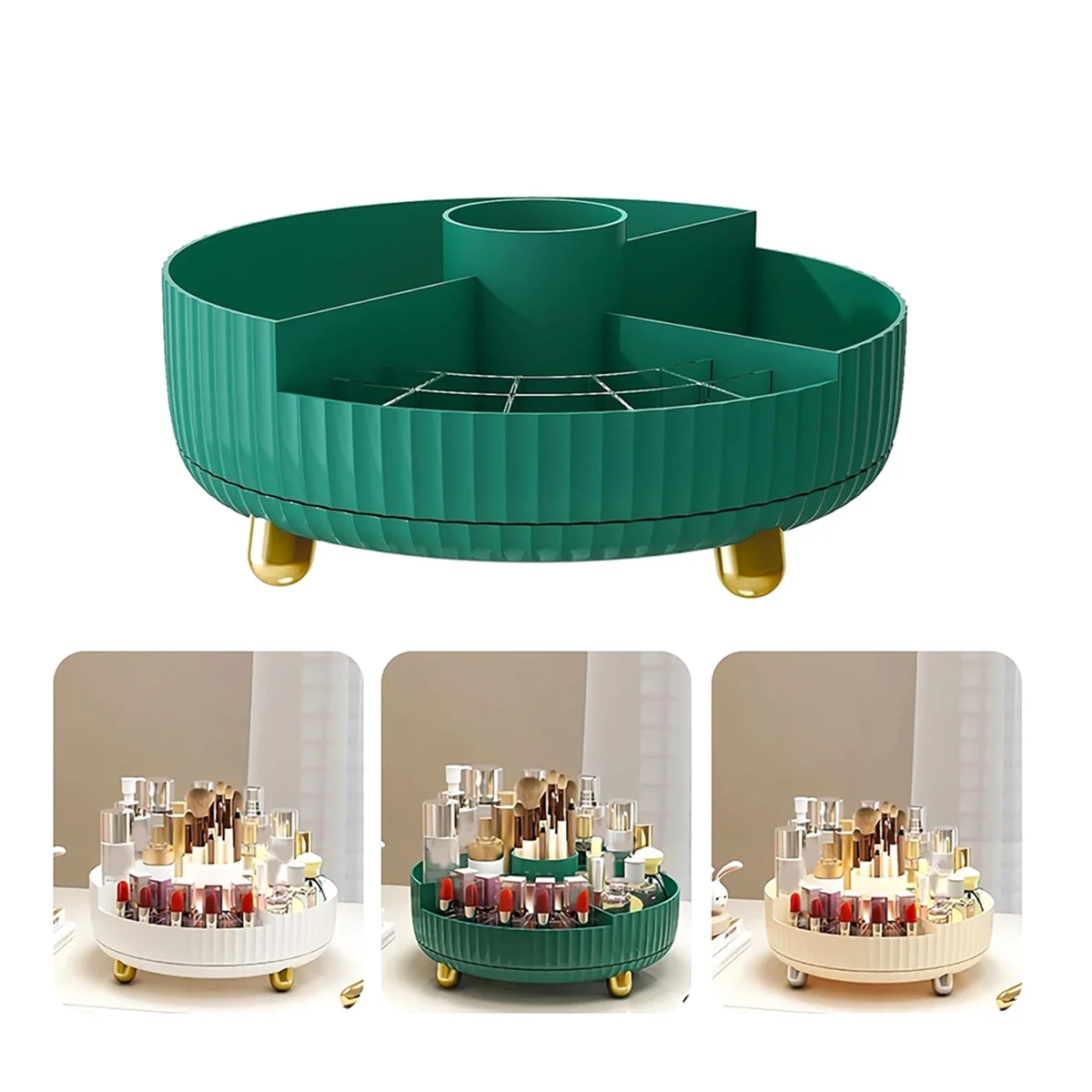 ที่จัดระเบียบเครื่องสำอางแบบหมุนได้สำหรับโต๊ะเครื่องแป้งที่จัดระเบียบในห้องน้ำและที่จัดระเบียบแบบขี้เกียจสำหรับจัดเก็บเครื่องสำอางน้ำหอม