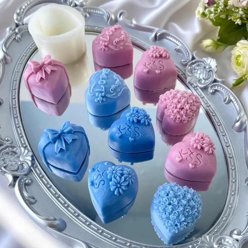 Herzförmige handgemachte Schokolade Keks Backform DIY Valentinstag Geschenk Liebe Aroma Kerze Gips Harz Dekoration Form