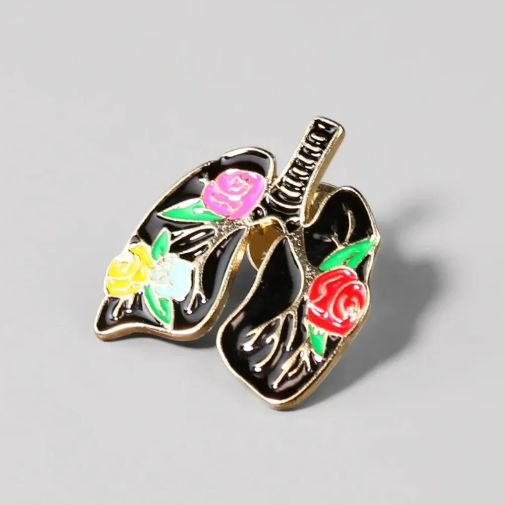 

Красочный цветочный узор в форме легких, металлическая эмалированная брошь, художественная булавка, одежда с лацканами, уникальная куртка, акцент, значок для уличного наряда