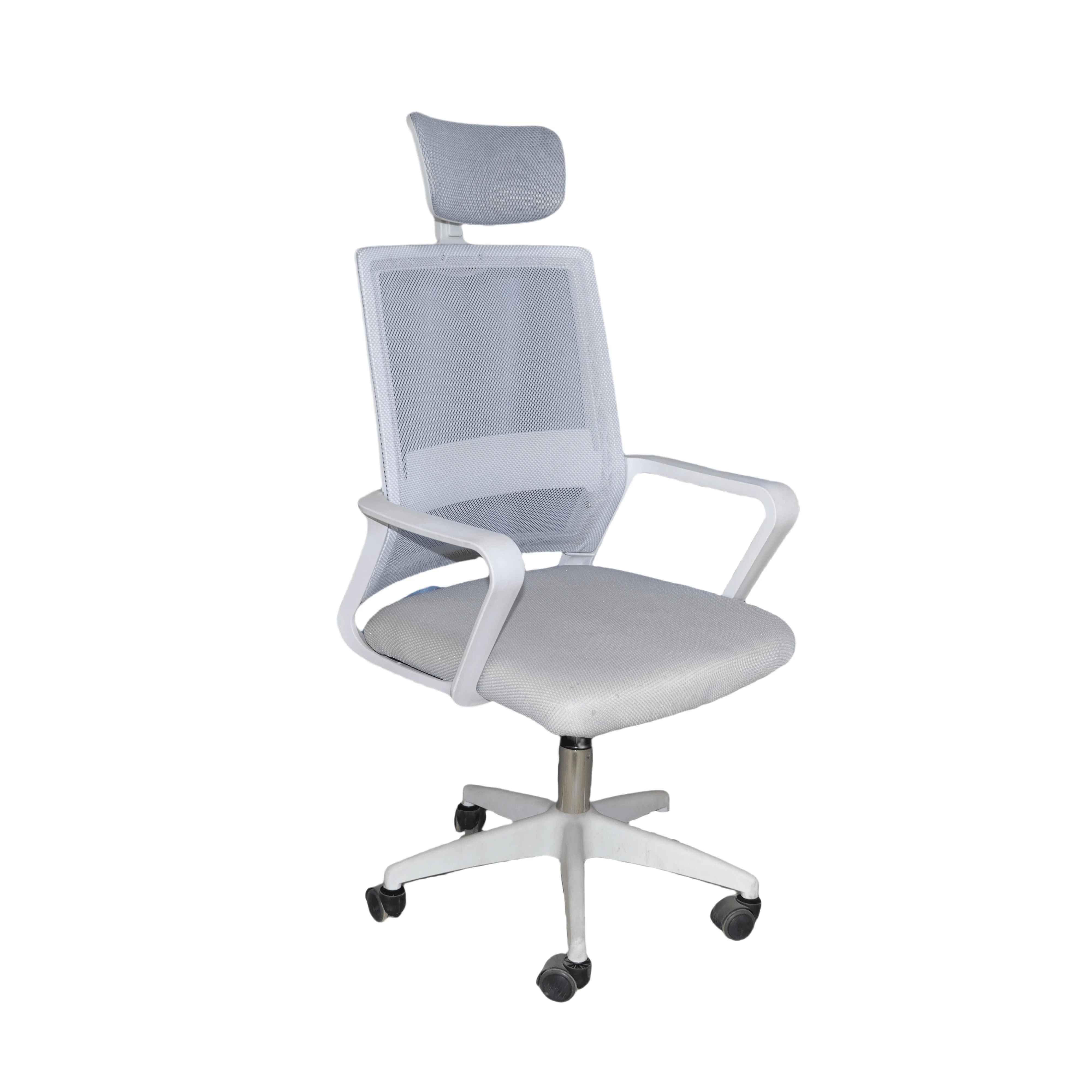 Ergonomic office chair with rotatable and adjustable headrest lumbar support