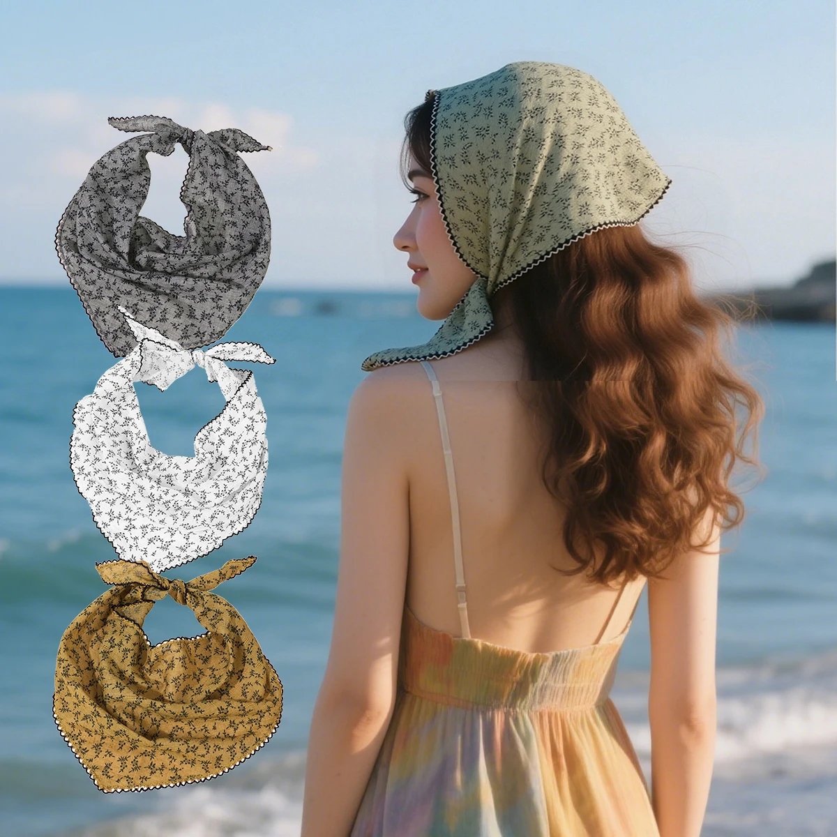 AWAYTR Rustic Floral Pattern Hair Bands Fashion Hair Scarf For Women Flower Holiday Headband Bohemian Hair Accessories