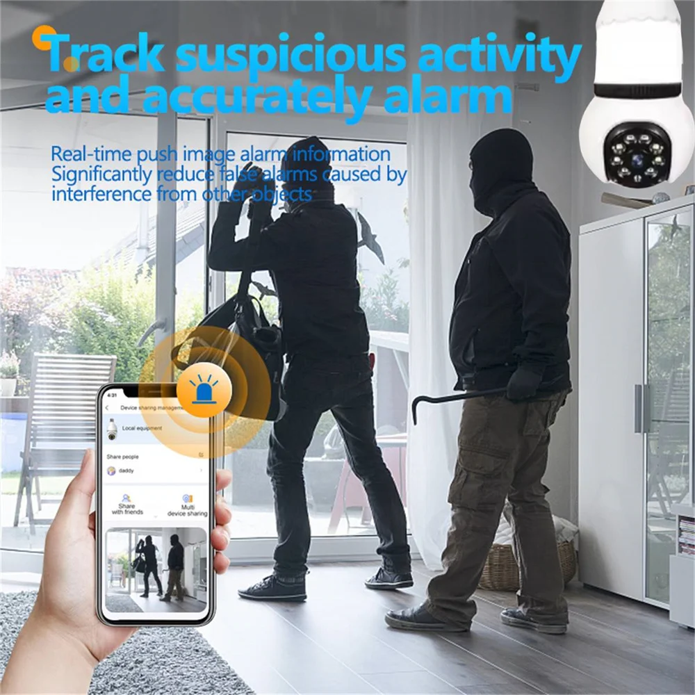 8MP E27 Bulb WiFi Camera 2in1 LED Light 10X Zoom PTZ Auto Tracking Two-Way Audio Night Vision Wireless IP Surveillance Camera