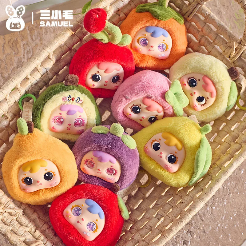 

Sanxiaomao Samuel Plush Pendant Blind Box Cute Fluffy Fruit Shaped Soft Stuffed Bag Decoration Collectible Keychain Ornament