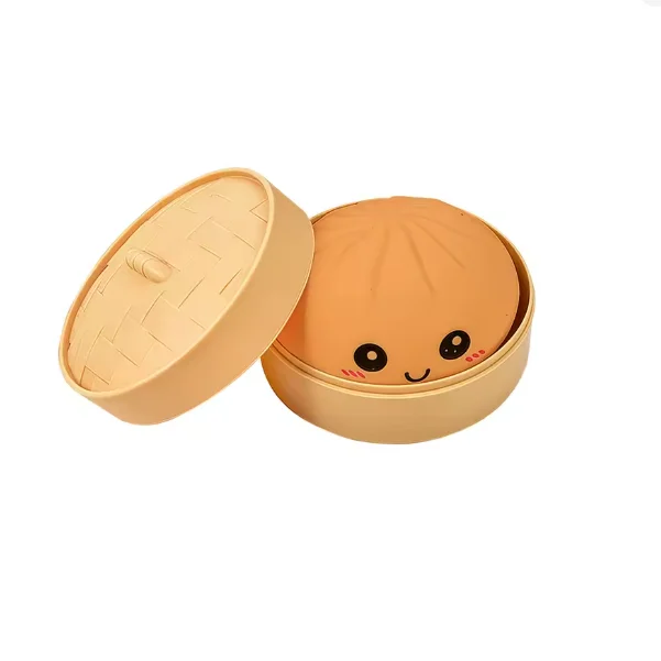Simulatie Dumpling Squishy Rebound Zachte Knijp Stressbal Met Bamboe Stoommandje Anti-Stress Speelgoed Zintuiglijk Speelgoed Voor Creatief Cadeau