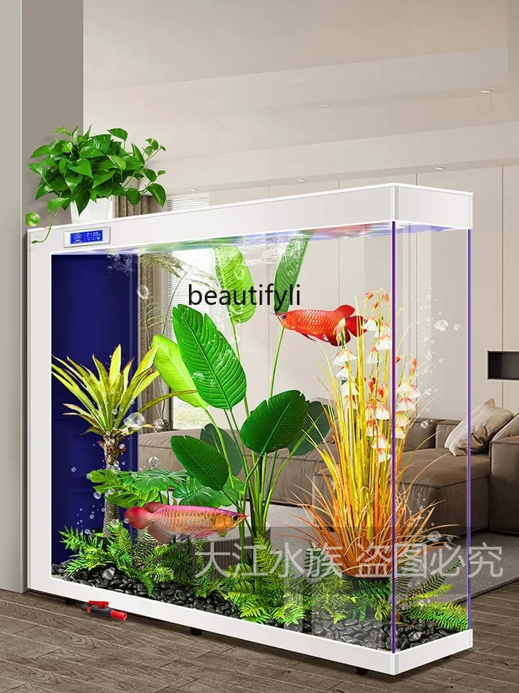 V Super White Glass Change Water Living Room Large Floor Self-Circulation Ecological Aquarium Fish Tank