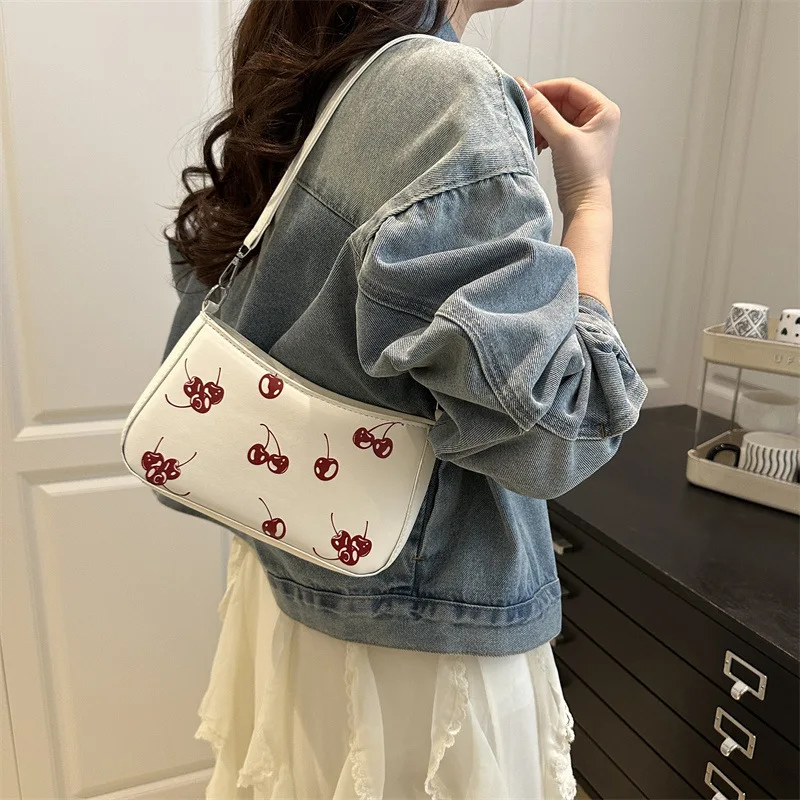 

Designer Inspired Cherry Print Shoulder Bag for Women Autumn 2025 Multi-way Carry Fashion Tote Purse Chic Aesthetic Daypack