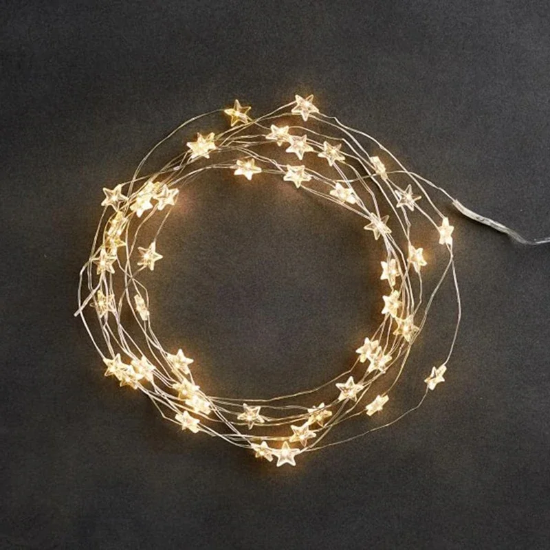 

2m/4m/6m STARS Fairy Lights for Bedroom String Battery Powered Adapter Christmas Lights Garland Wedding Party Decoration Holiday