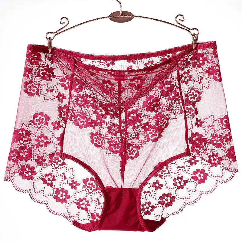 6 Pcs Women\'s underwear Sexy Transparent Lace Panties Sexy Soft High waist Ladies Lingerie High-quality Large size50-100KG