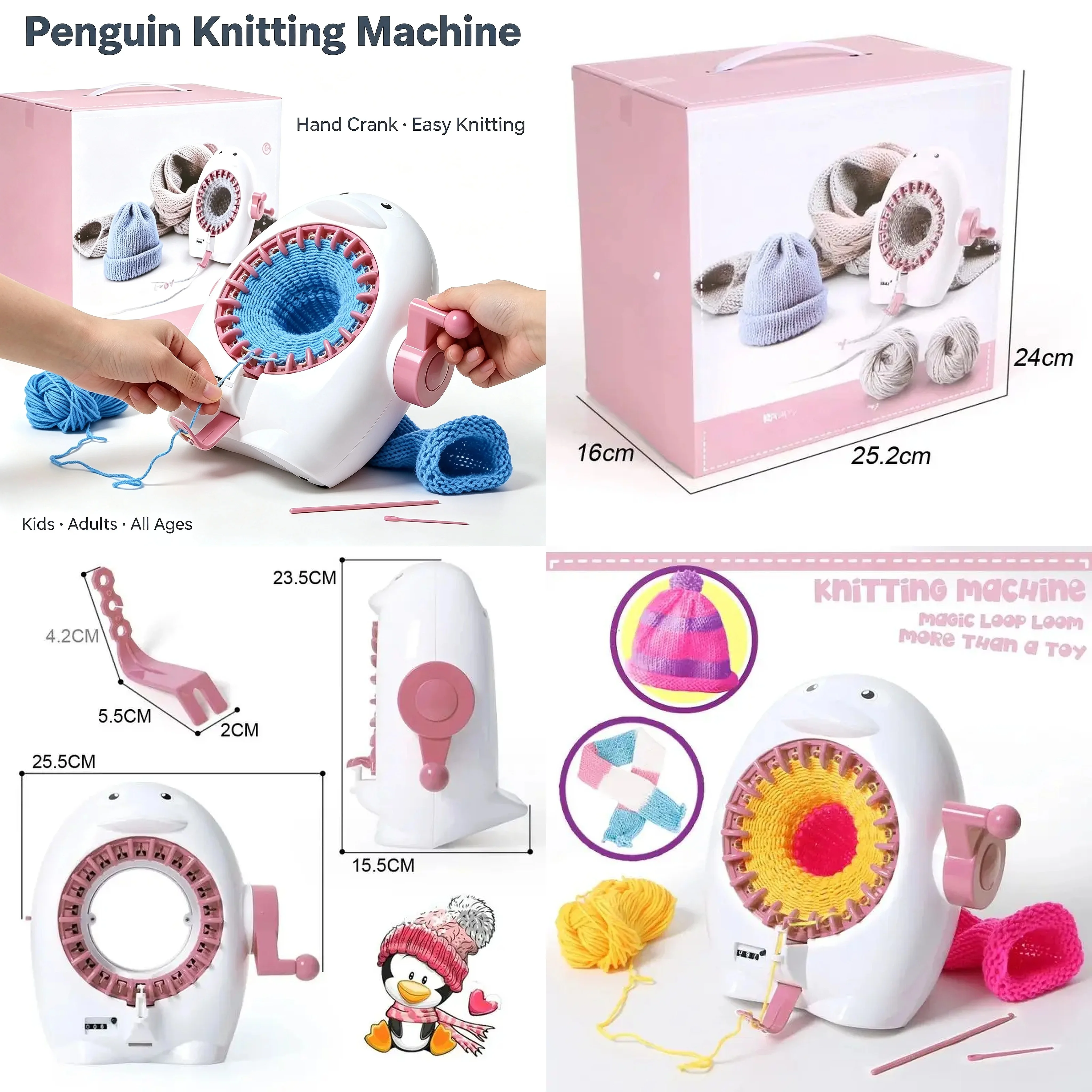 22 Needle Hand Crank Knitting Machine DIY Sweater Maker for Kids Baby Scarf Hat Socks Craft Sewing Lazy Knitting