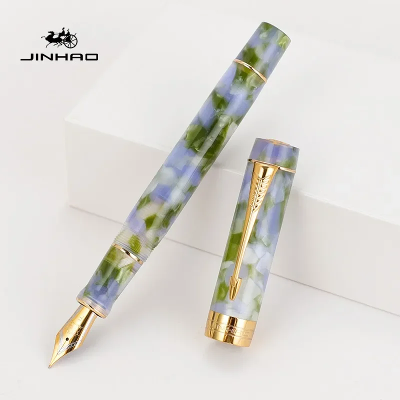 Imagem -03 - Jinhao 100 Caneta Tinteiro Seta Dourada Clipe Canetas Executivas de Luxo m f ef Nib Escrita Canetas de Tinta Papelaria Material Escolar de Escritório