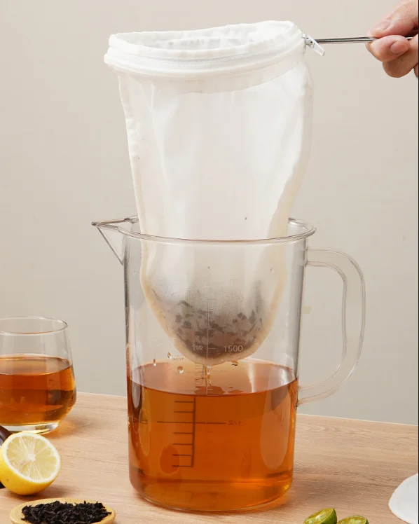 Saco de filtro de chá de leite, saquinho de chá, meia de seda rede de chá filtro de café suprimentos malha e telas pano