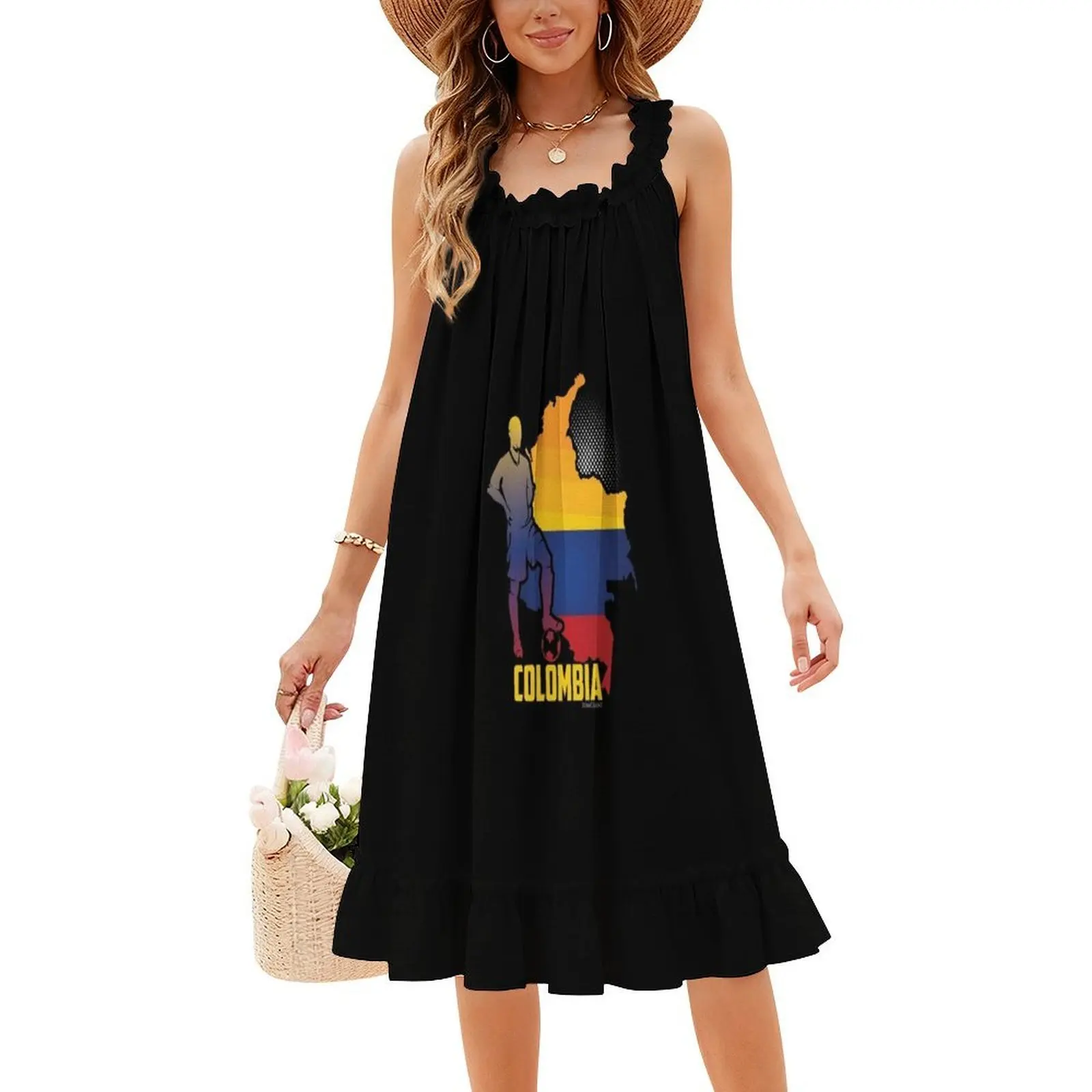 Calcio Calcio Bandiera della Colombia Abito casual in stile coreano per le donne Abiti semplici da ufficio quotidiani da donna Fan colombiano della Colombia