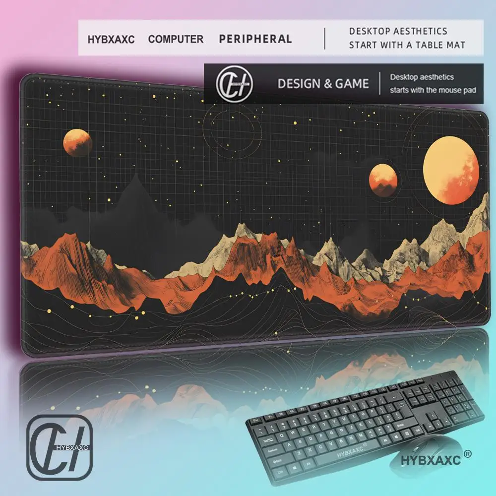 HYBXAXC The Geometry of the Planets Desk Mat, Topographic Planet Map DeskPad, Outer Space Desk Topper, Mars Mousepad,