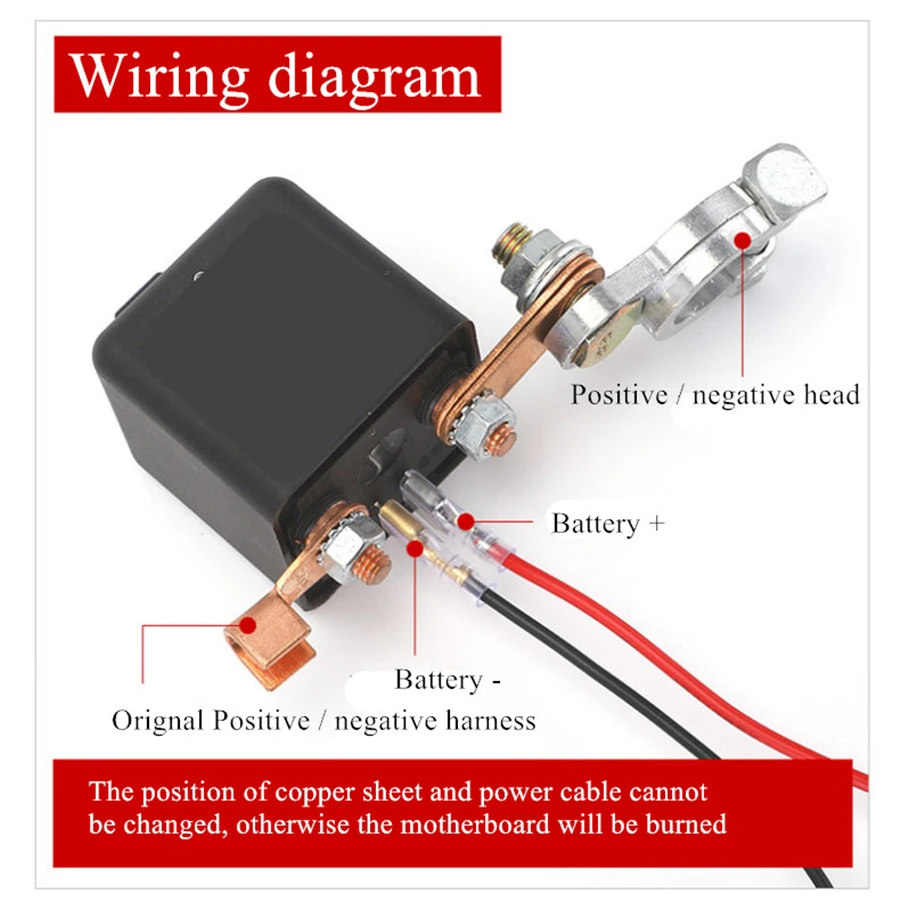 Positive and negative Universal Integrated Wireless Remote Control 12VCar Battery Disconnect Cut Off Isolator Master Switches