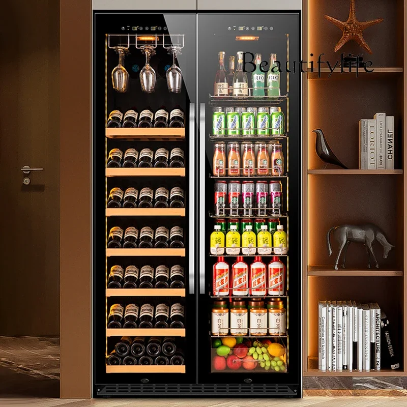 

C10 Ultra-thin Double-door Red Wine Thermostatic Wine Cabinet Embedded Ice Bar Household Display Beverage Tea Refrigerator