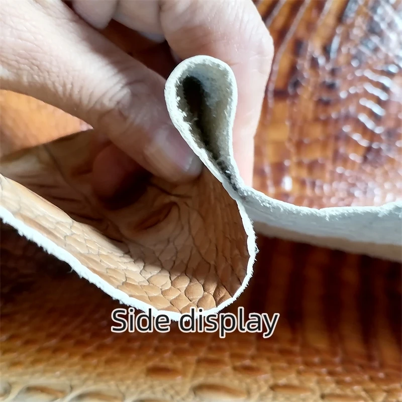 0.9/1mm Two-Tone Alligator Cowhide. First Layer Leather. Real Leather Fabric. Handmade DIY For Styling Bags. Full-Sheet Cutting