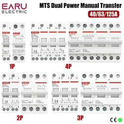 40A 63A 125A 1P 2P 3P 4P Din Rail Modular MTS Dual Power Manual Transfer Switch Isolating  Discounnecting Switch Circuit Breaker