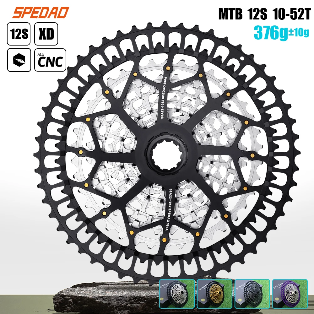 SPEDAO 12 Speed MTB Cassette 10-52T 10-50T 11-50T XD HG Freewheel Lightweight CNC K7 Sprocket Drivetrain Upgrade Bike Parts