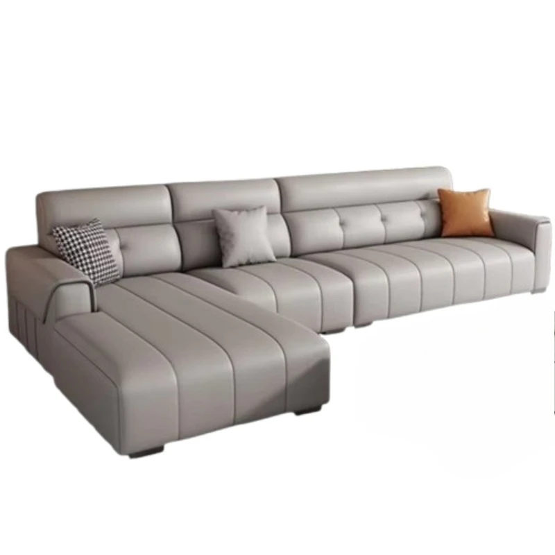 Orange Aesthetic Living Room Sofas Leather Designer Oversized Italian Lazy Sofa Loveseat Modern Couch Wohnzimmer Home Furniture