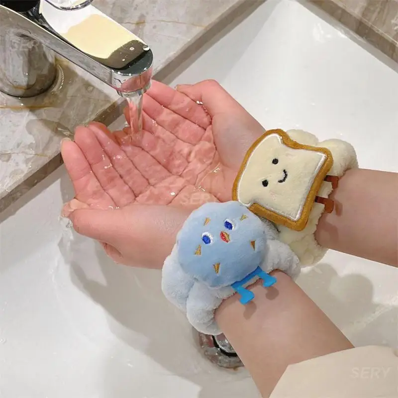 1/2/3SETS Cute Bracer Set Waterproof Cartoon Toast Expearance Wash Face Hair Set Bathroom Supplies Wash Bracer Bundle Hair