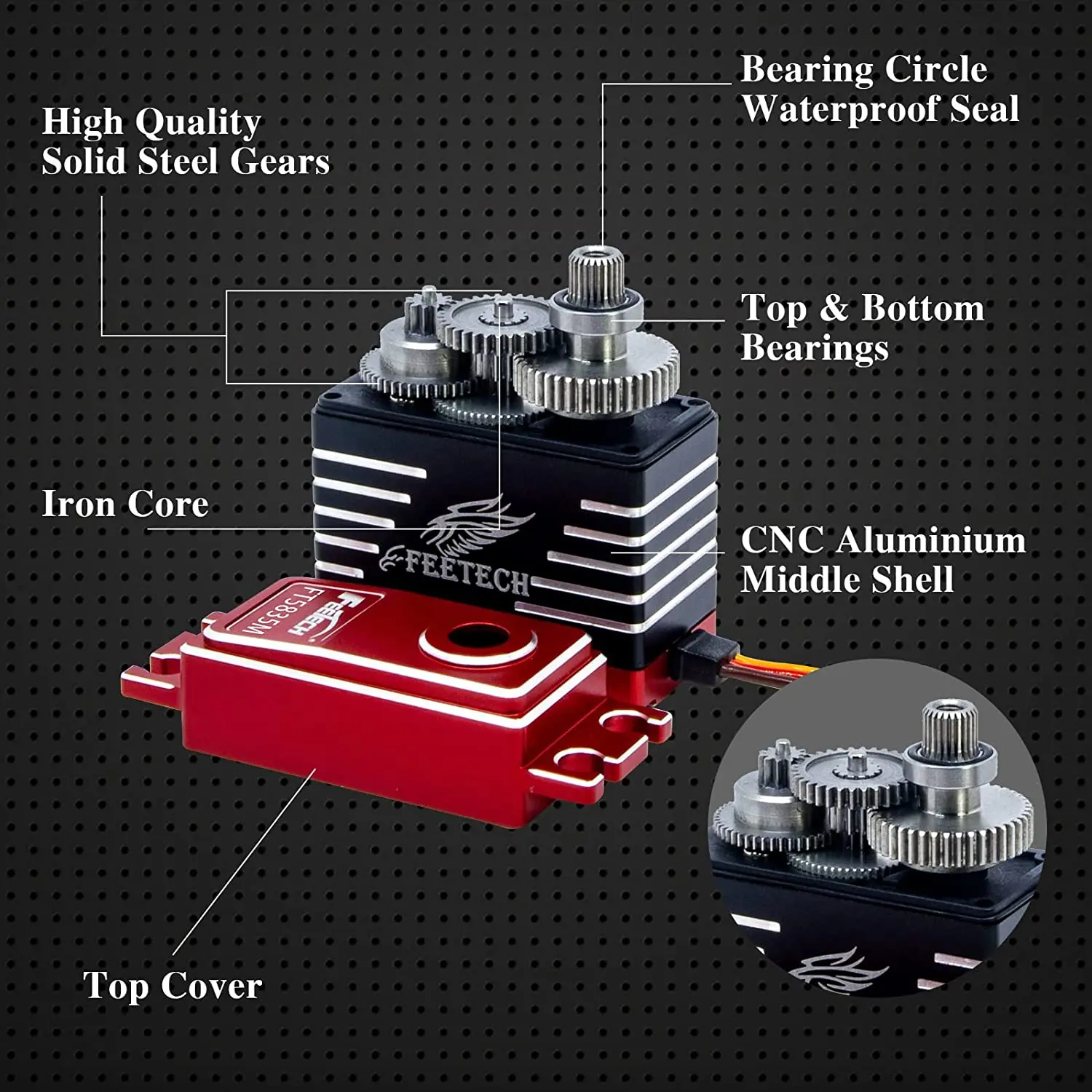 Feetech FT5835M 7.4V 35KG Waterproof PWM Core Motor High Performance Servo for 1/5 Rovan,Baja RC Buggiy Truck