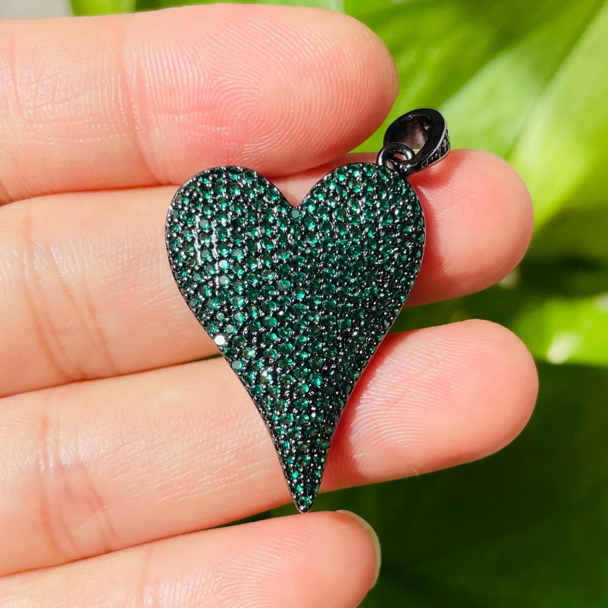 5pcs Fuchsia Green Blue Zirconia Paved Bling Heart Charms Pendant for Woman Jewelry Bracelet Necklace Bangle Making Accessories