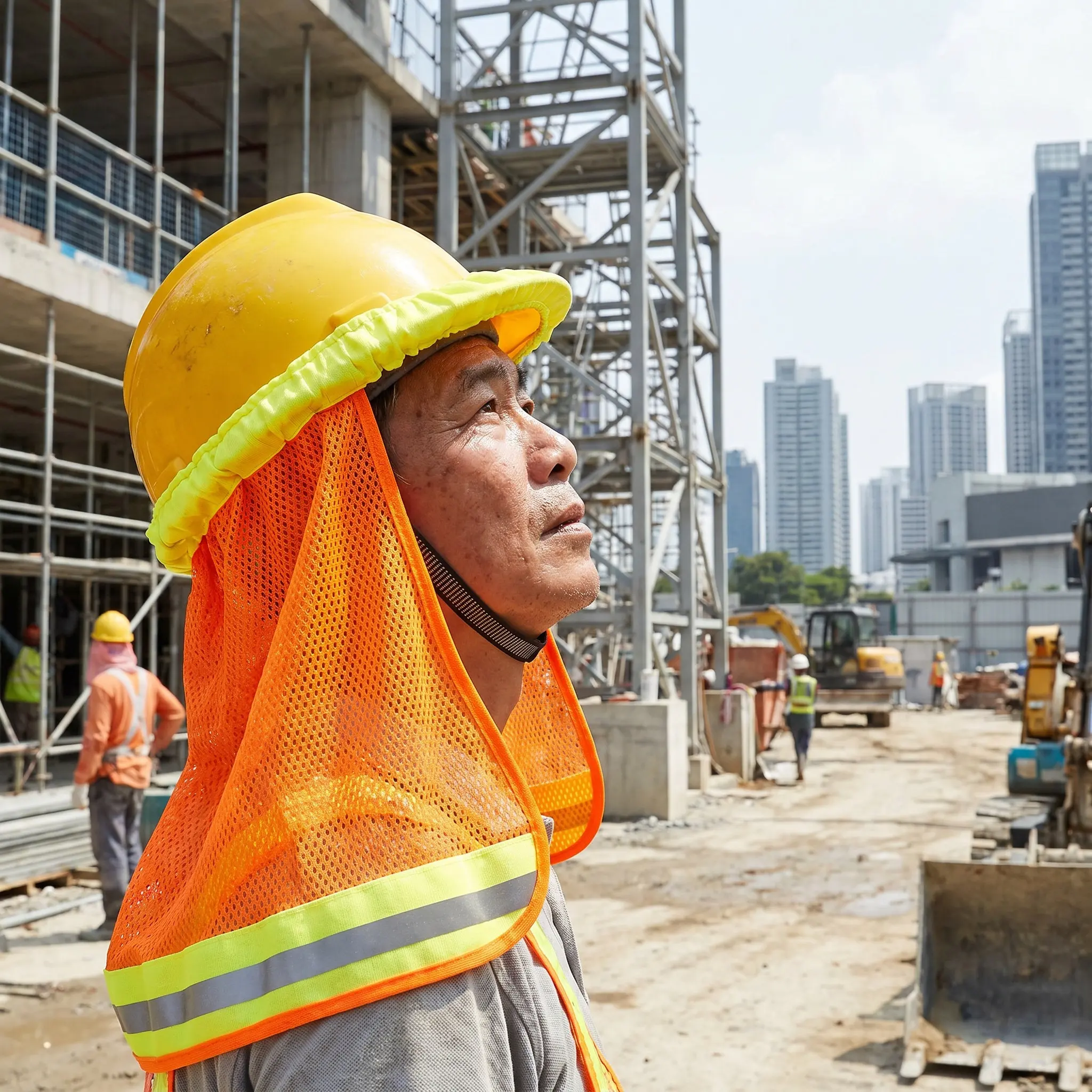 Reflective Hard Hat Neck Shade Polyester Breathable Sun Shade for Construction Outdoor Workers Safety Visor Cover