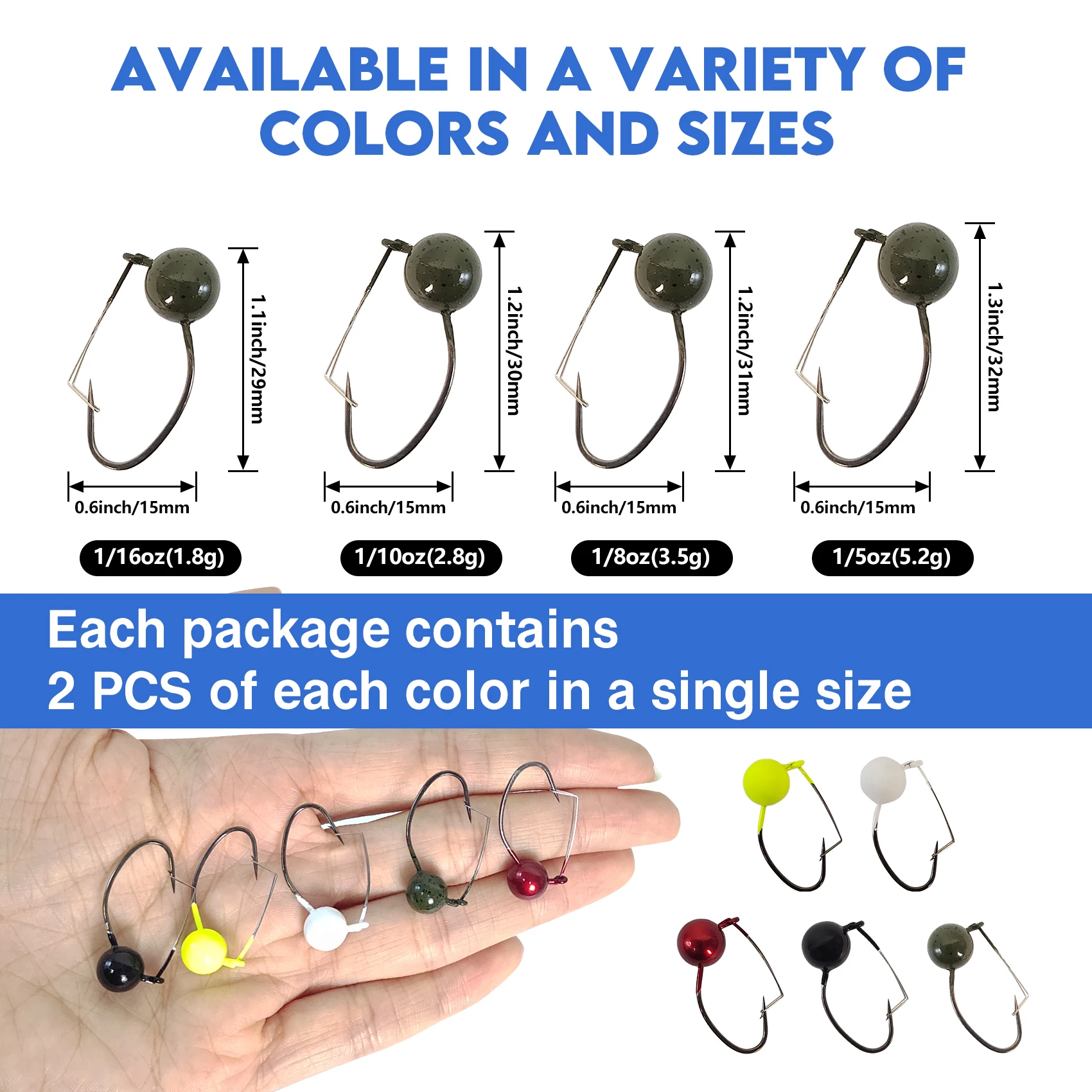 Aventik Weedless Wacky Rig Haken Wacky Jig Heads Weedless Angelhaken Wurmgewichte Haken für Barschangeln 10 Stück – Detail 2