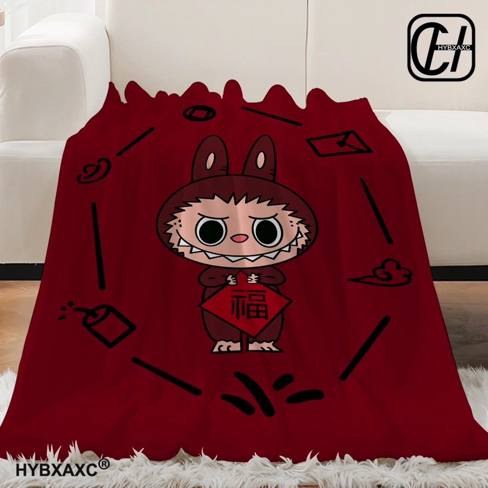 New Labubu Cartoon Anime Flannel Blanket Labubu Throw Home Sofa Lunch Break Blankets Student Blankets Nap Gift