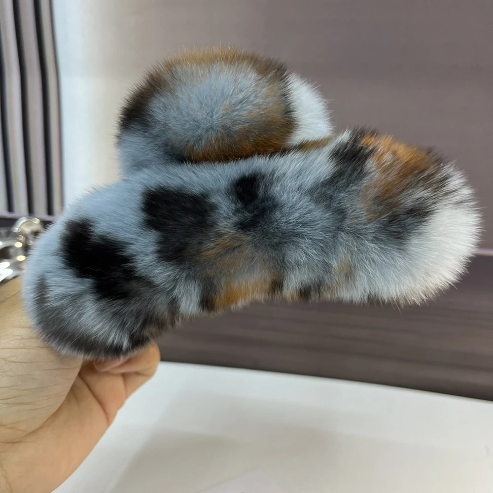 New Hairpin Cute Plush Rex Rabbit Fur Hair Claw Women Elegant Temperament Real Rex Rabbit Fur Hairgrips Fashion Hair Accessories