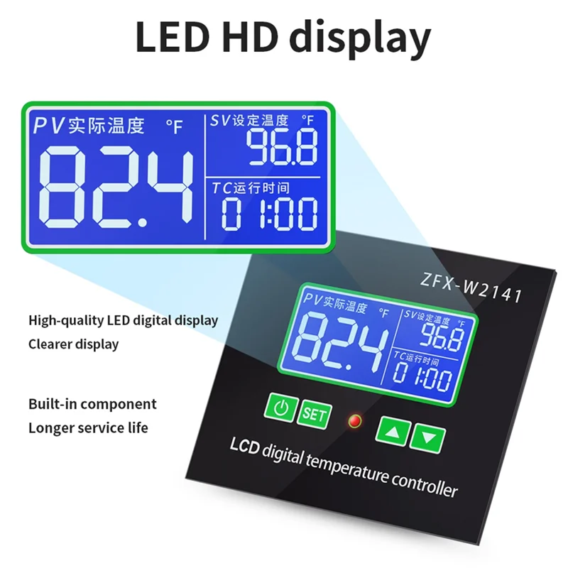 

AA81-ZFX-W2141 AC 220 В цифровой светодиодный термостат регулятор инкубационного нагрева регулятор температуры переключатель времени реле управления