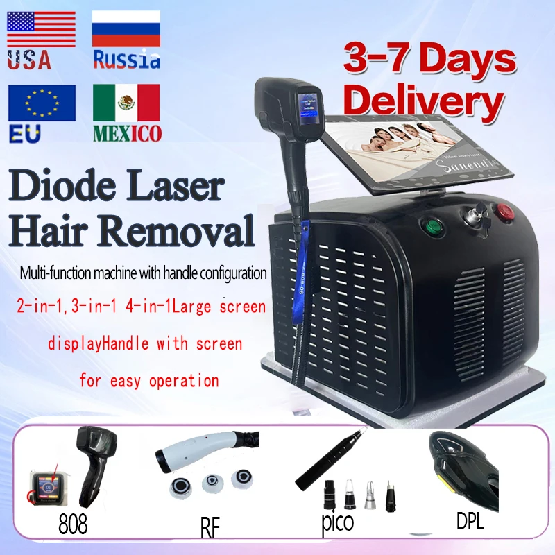 Diode Laser Hair Removal Professional Machine High Power 3 wavelength Laser\ Approved Permanent Pain Free Salon Spa Equipment