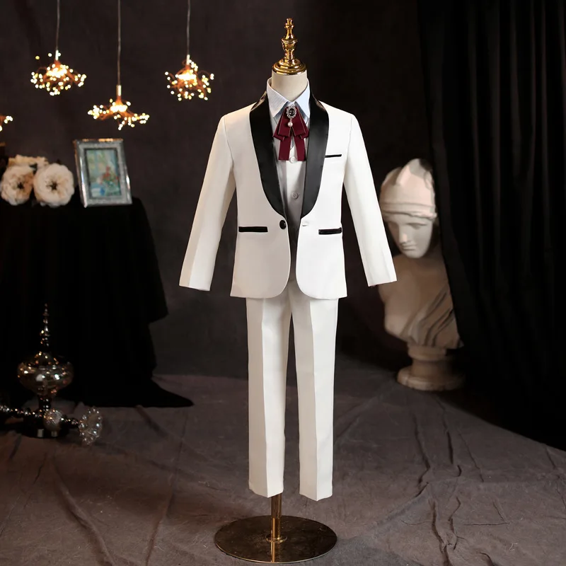 

Halloween Cosplay Costume White Children's Suit Boys' Walk Show Suit Flower Boy Host Piano Performance Dress Men