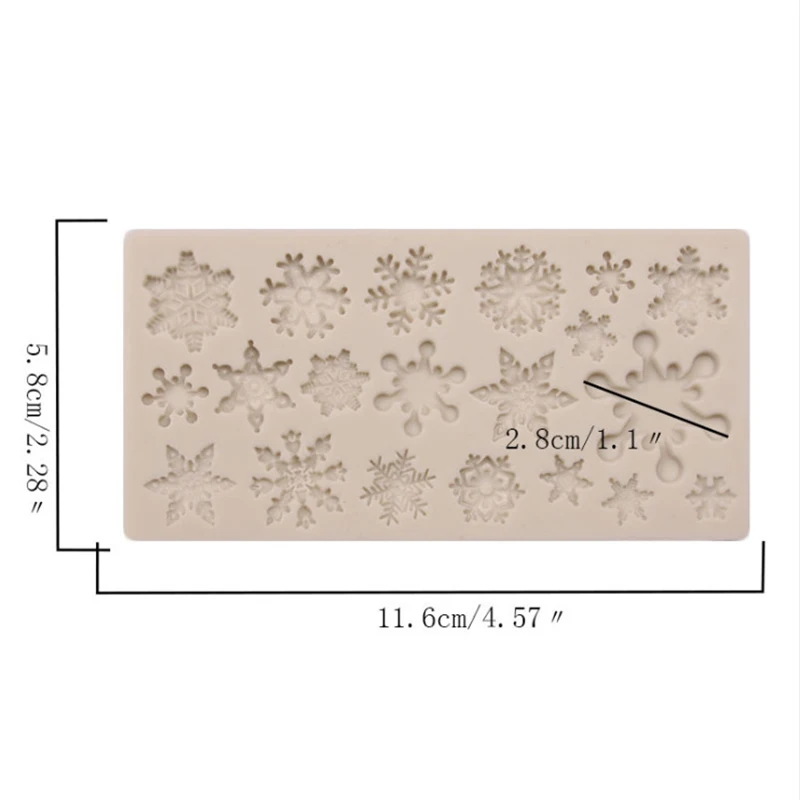 Molde de silicona con patrón de copo de nieve de Navidad, antiadherente para hornear pasteles de Chocolate