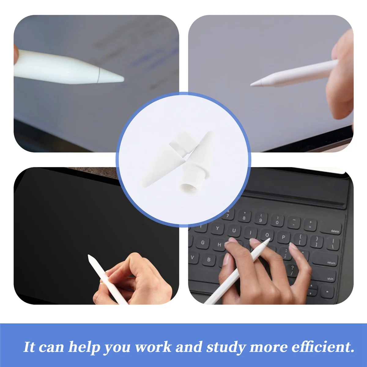 T88C 8 Pack Replacement Tip for Pencil Nibs for Pencil 1St & 2Nd Generation (White)