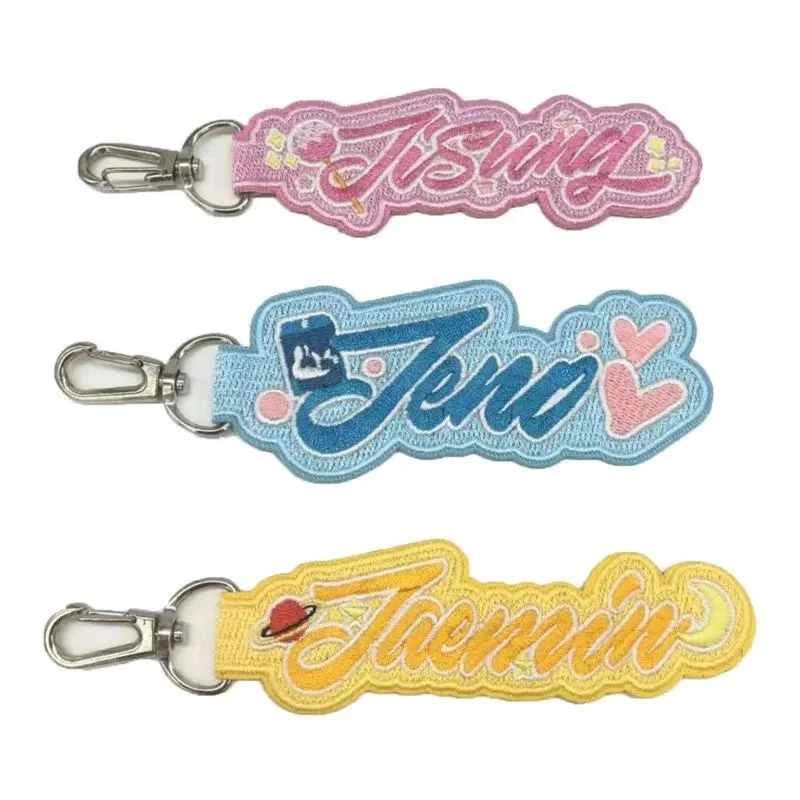 

10pcs Custom Name Keychain Personalized Embroidery Craft Gift Car Keychain Backpack Tags