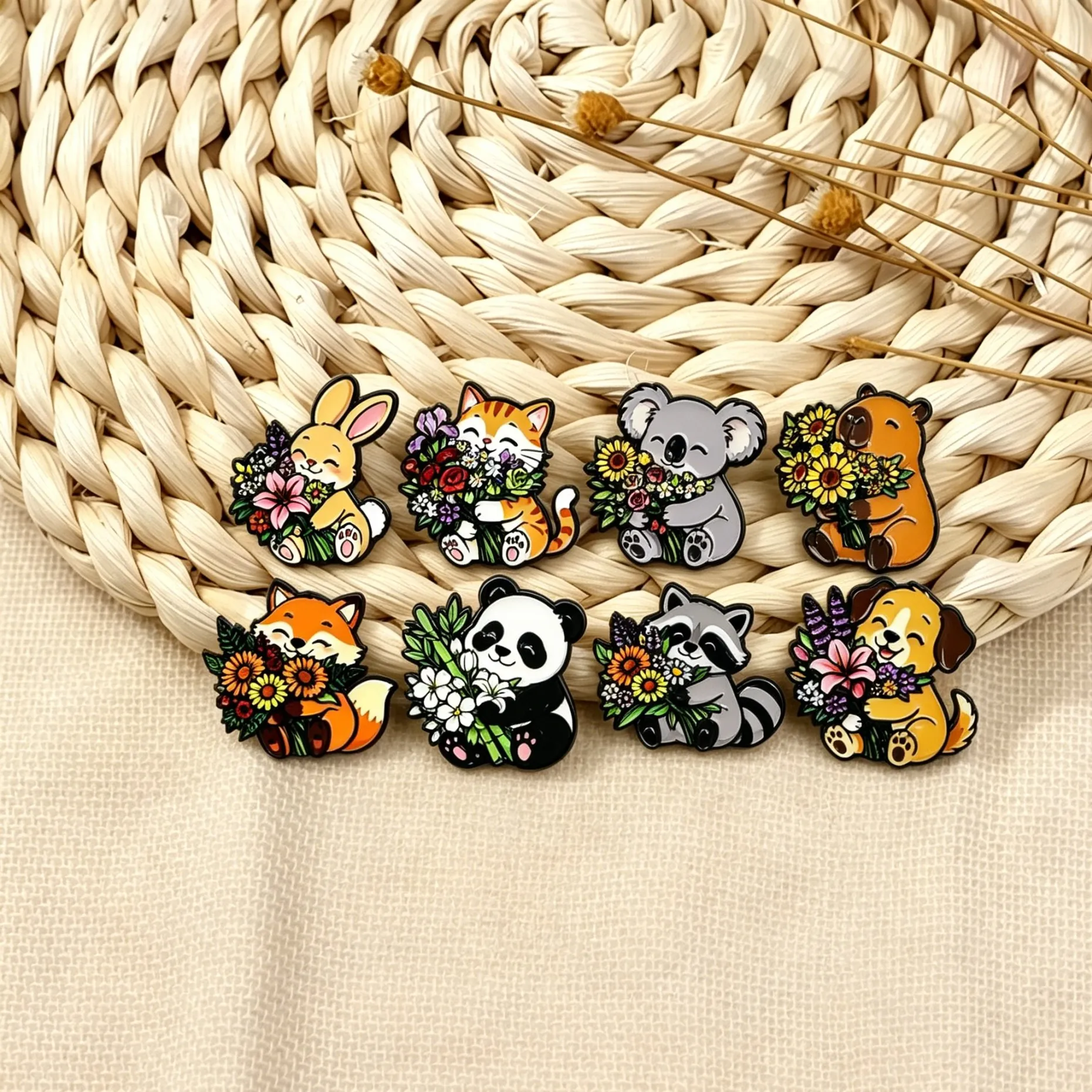 Cute Animal Enamel Pin Cartoon Cat Badge On Backpack Lapel Pins Panda Brooches for Jackets Cosplay Accessories Gift Toys