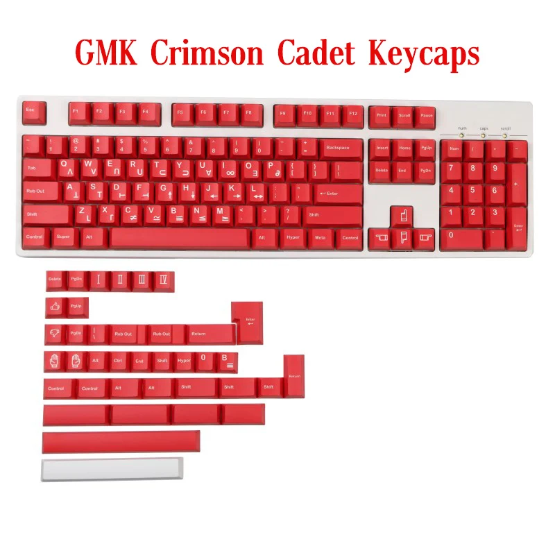 142 Keys GMK Crimson Cadet Keycaps Cherry Profile PBT Dye Sublimation GMK Clone Keycap For MX Keyboard F75 RK84 GMK67 108 Alice