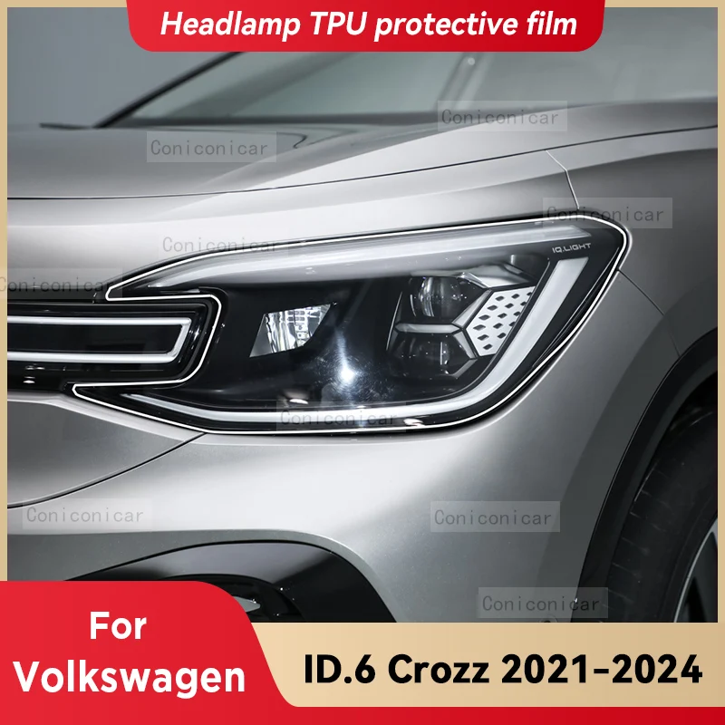 

Для Volkswagen ID.6 Crozz 2021-2024 автомобильные фары прозрачная защитная пленка из ТПУ передняя световая наклейка с изменением цвета