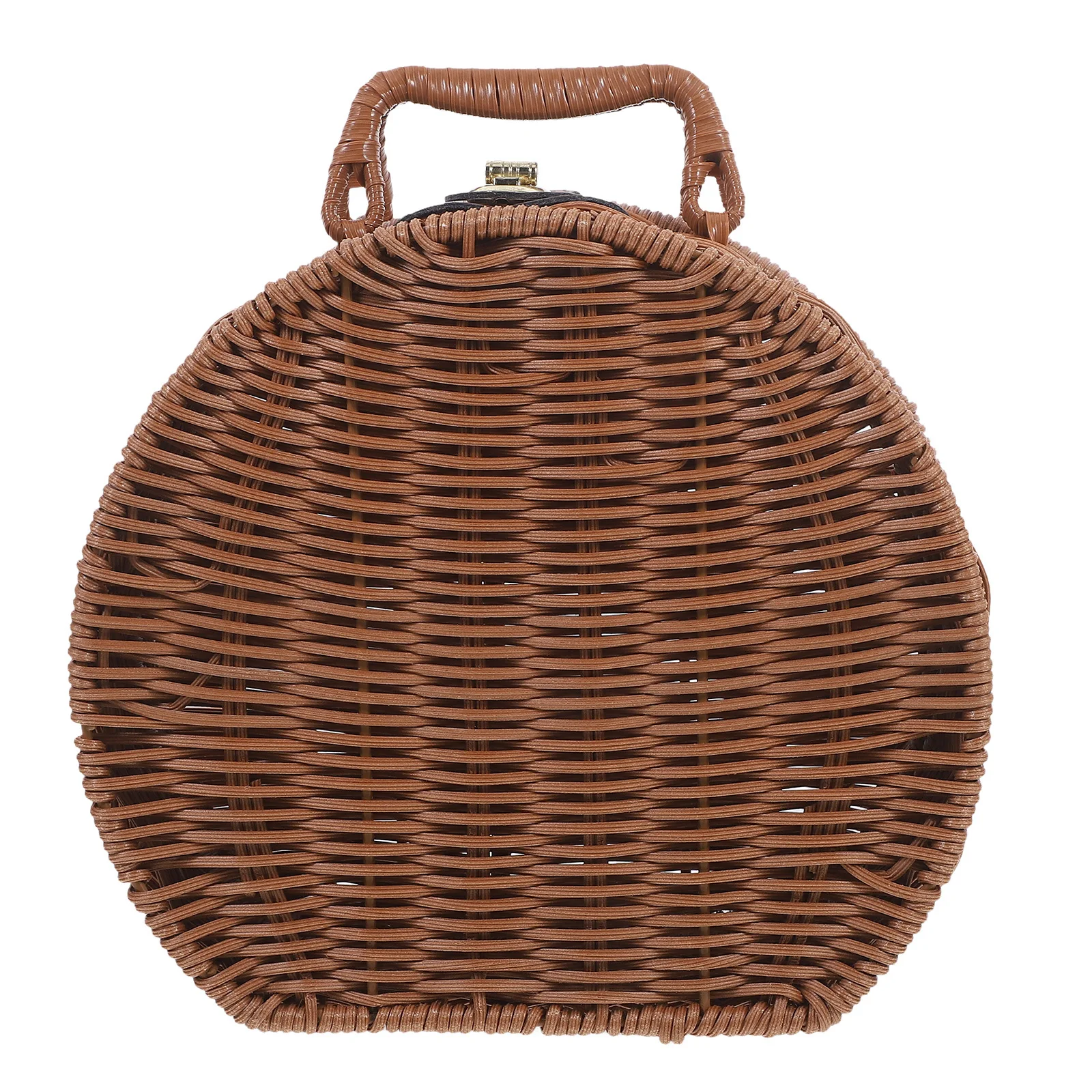 

1pc Woven Picnic Hamper Storage Basket For Camping Hiking Outdoor Barbecue Vintage Handwoven Suitcase Imitation Rattan Box