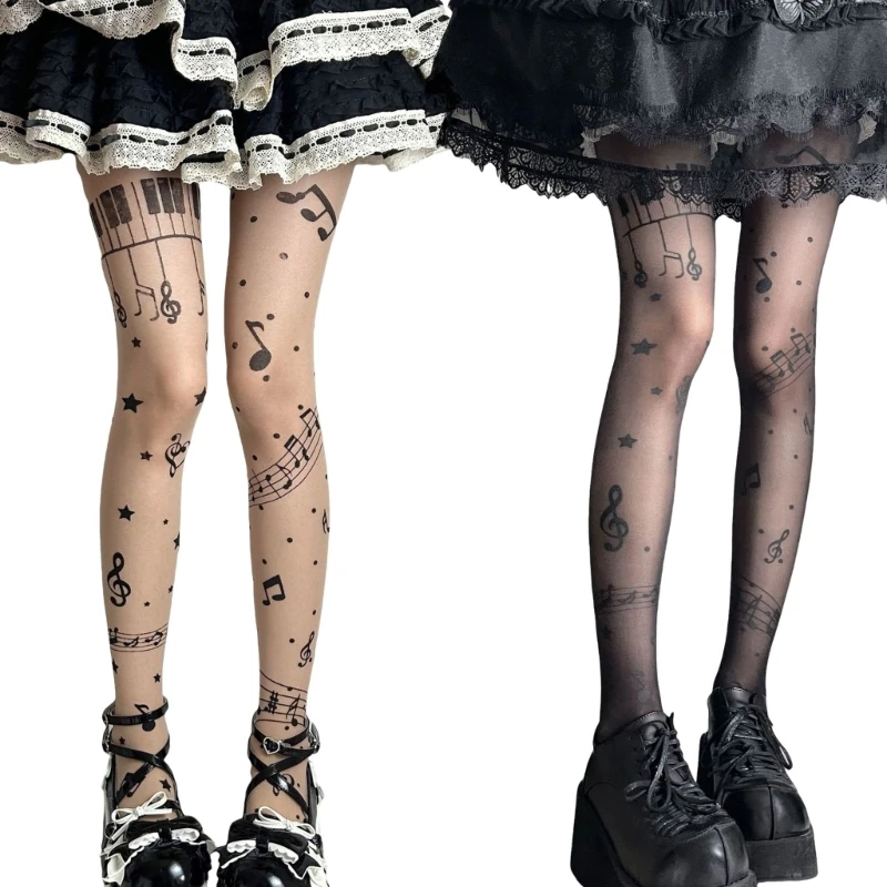 Regenerated Fiber Tights Not Slip Designs with Music Note Patterns for Kid 425F