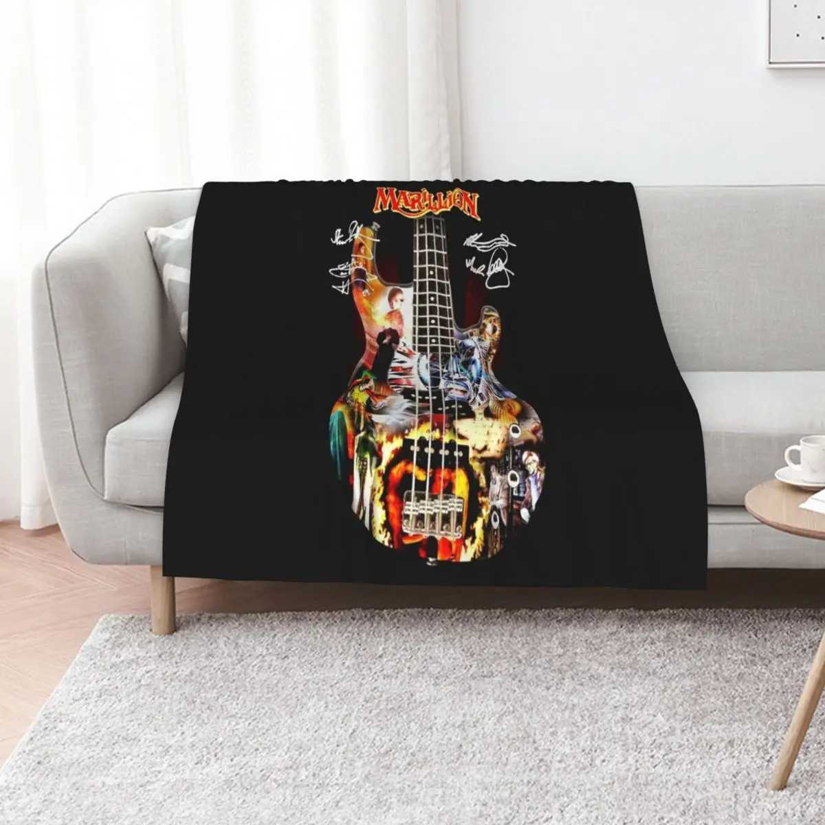 Marillion guitar signatures Throw Blanket Nap Luxury anime Soft Plaid Decorative Throw halloween Blankets